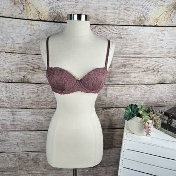 PINK Victoria's Secret Strappy Date Push-Up Bra Mauve Pink Size 32B - Picture 3 of 7